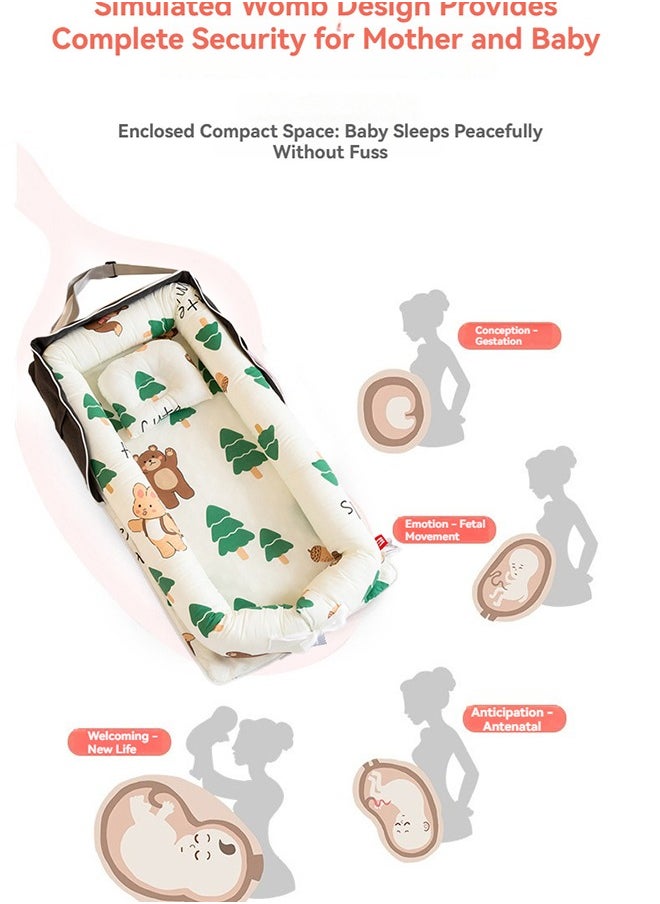 XiuWoo Portable Foldable Cotton Baby Bed with Pillow Foldable Crib Bed Baby Lounger Travel Infant Newborn Baby Nest Portable Baby Bedding  - Image 4