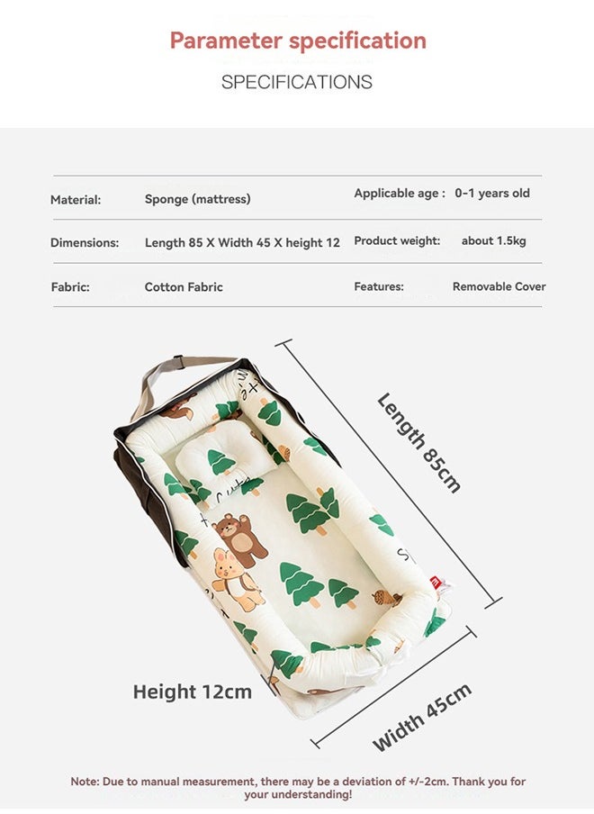 XiuWoo Portable Foldable Cotton Baby Bed with Pillow Foldable Crib Bed Baby Lounger Travel Infant Newborn Baby Nest Portable Baby Bedding  - Image 5