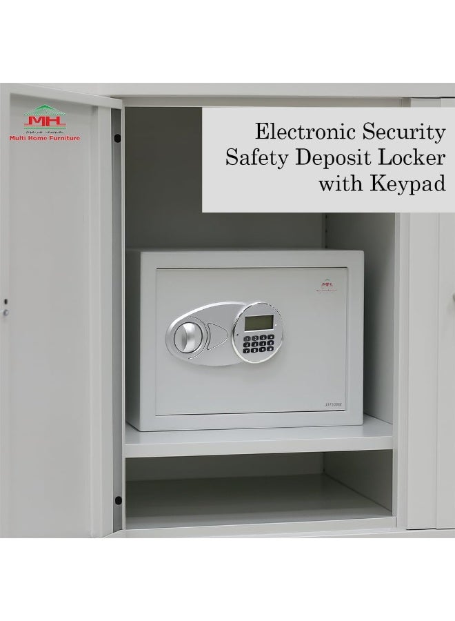مالتي هوم فيرنيتشر خزانة أمان رقمية بيضاء من Multi Home Furniture - صندوق أمان إلكتروني مزود بلوحة مفاتيح وقفل بمفتاح، صندوق أمان مقاوم للحريق للاستخدام المنزلي، لحفظ المجوهرات والنقود والمستندات، خزانة تخزين آمنة. - Image 3