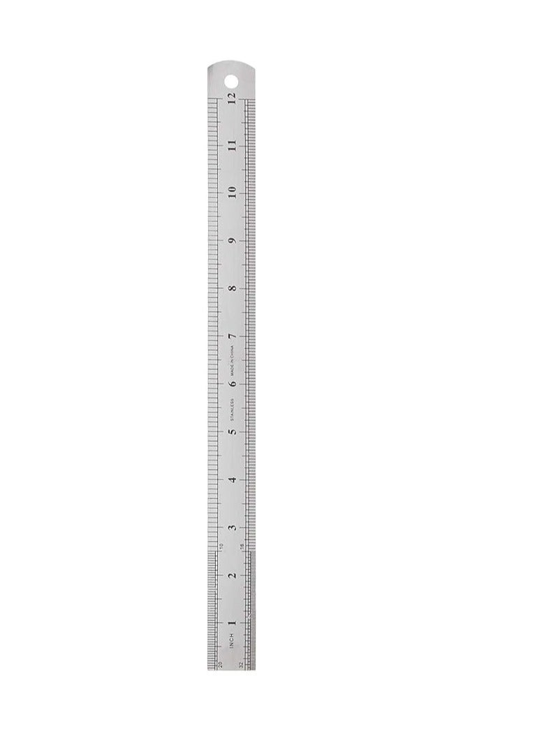 Terabyte 30cm Metal Ruler, Stainless Steel Scale for School, Office, Home, Architect, Engineers, Craft Supplies - Image 2