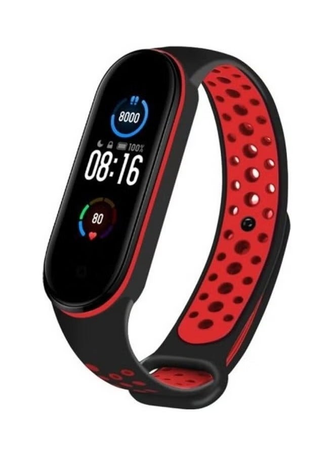 vesus Replacement Silicone Strap For Xiaomi 5/Mi Band 6 Red/Black