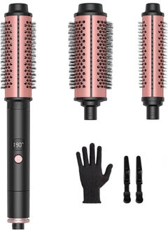 Curling Wand Set，3 in 1 Ceramic Curler Iron, Fast Heating Hot Brush, 3 Interchangeable Travel Curling Irons for Short, Medium & Long Hair with Heat Protective Glove and 2 Clips.