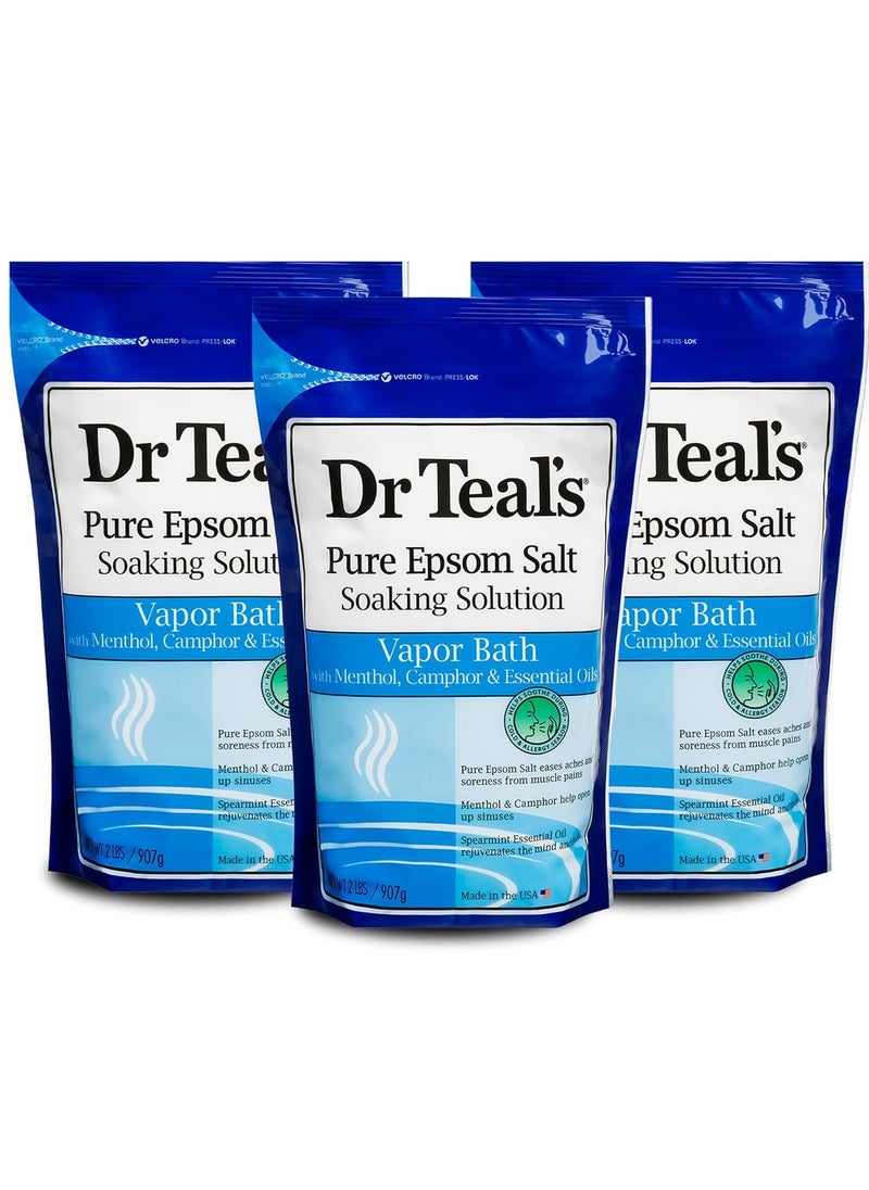 Dr Teal's - Dr Teal's Pure Epsom Magnesium Salt Soak, Vapor Bath with Menthol, Camphor & Essential Oils, 2 lbs (Pack of 3) - Image 1