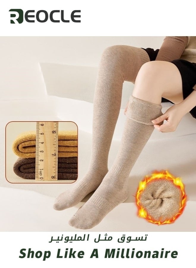 REOCLE - Women's Knee Socks Flat Knit Over Knee Thigh Socks Warm Stocking  Boot Sock Leg Warmer High Socks for Daily Wear - Image 1