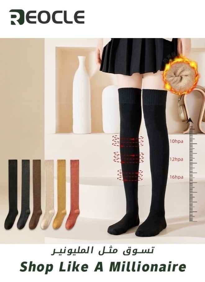 REOCLE - Women's Knee Socks Flat Knit Over Knee Thigh Socks Warm Stocking  Boot Sock Leg Warmer High Socks for Daily Wear - Image 1