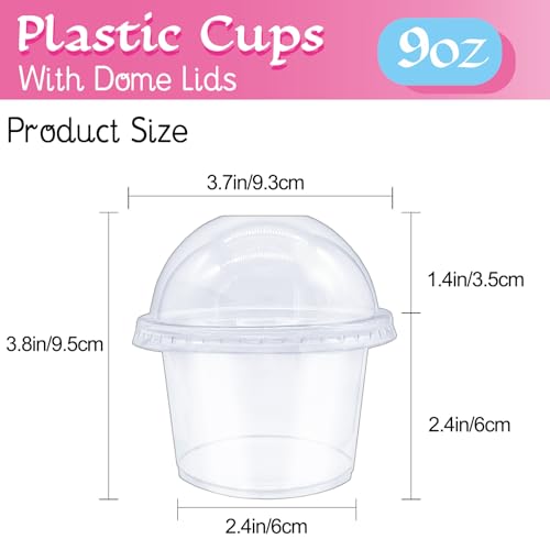 Alaeseje 100 Pack 8oz Plastic Cups with Dome Lids(Hole in the Lid),PET Crystal Clear Cups,Disposable Dessert Cups for Ice Cream,Fruit,Parfait,Pudding,Yogurt,Jelly - Image 2