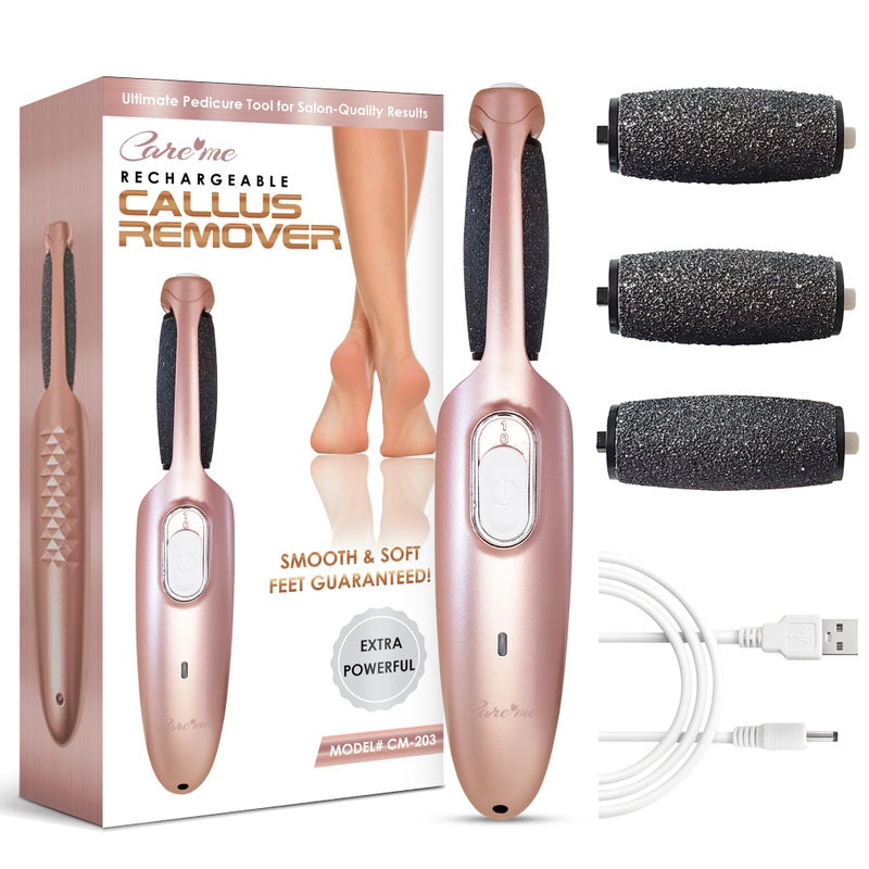 Care Me Powerful Electric Callus Remover Wand â€“ Rechargeable Foot File, Grinder & Scrubber - Removes Dead, Hard Skin & Calluses â€“ Best Pedicure Tool for Soft, Smooth Feet for Men & Women (Rose Gold) - Image 1