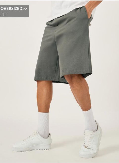 Styli Oversized Solid Shorts with Drawstring
