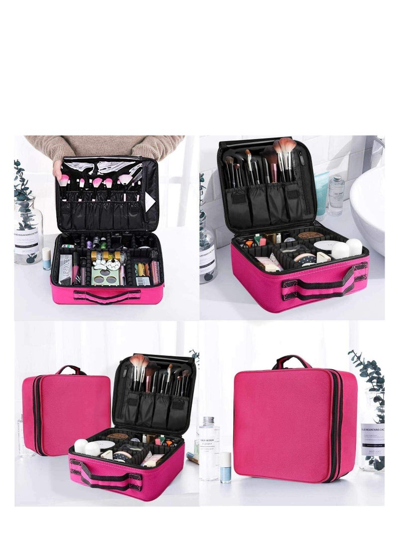 Plan A Portable Travel Makeup Bag – Cosmetic Organizer Case with Adjustable Dividers, Perfect for Storing Makeup Brushes, Cosmetics, Nail Care Supplies, Jewelry, Accessories  - Image 4