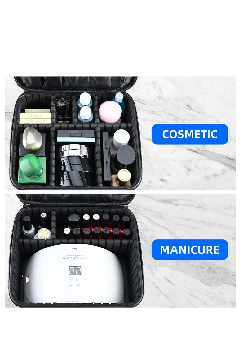Plan A - Portable Travel Makeup Bag – Cosmetic Organizer Case with Adjustable Dividers, Perfect for Storing Makeup Brushes, Cosmetics, Nail Care Supplies, Jewelry, Accessories - Image 1