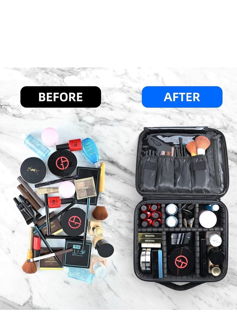 Plan A - Portable Travel Makeup Bag – Cosmetic Organizer Case with Adjustable Dividers, Perfect for Storing Makeup Brushes, Cosmetics, Nail Care Supplies, Jewelry, Accessories - Image 1
