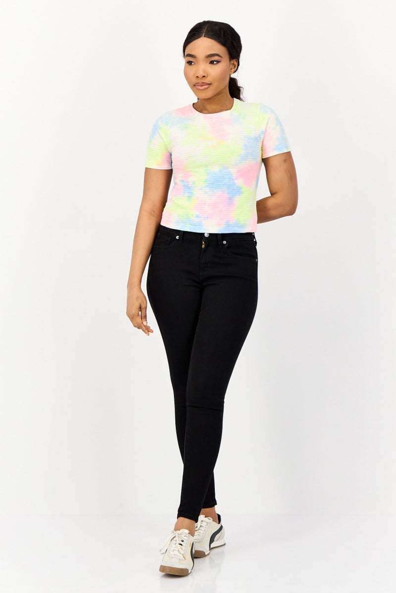 ONLY Women Crew Neck Short Sleeve Tie Dye T-shirt, Multicolor - Image 2
