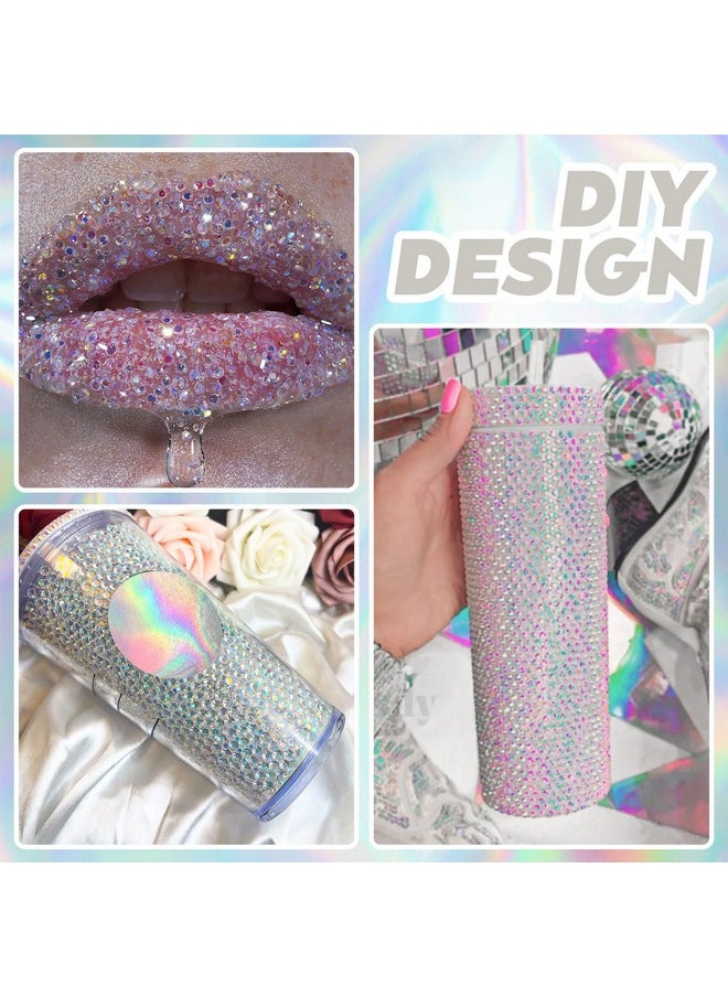 Queenme - Bling Rhinestones Glue Kit For Crafts: B7000 Clear Glue Gemstones Set For Clothes Shoes Jewels - Flatback Diamond For Tumblers - Resin Gems Stones For Nails (Naked Ab) - Image 1