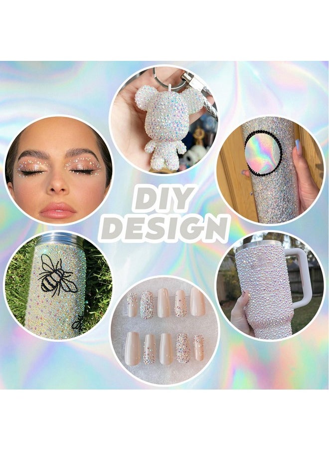 Queenme - Bling Rhinestones Glue Kit For Crafts: B7000 Clear Glue Gemstones Set For Clothes Shoes Jewels - Flatback Diamond For Tumblers - Resin Gems Stones For Nails (Naked Ab) - Image 1