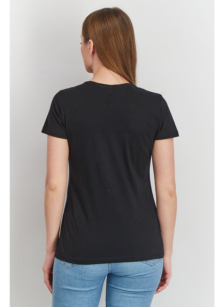 Love Moschino Womens Round Neck Short Sleeves Graphic T-shirt, Black  - Image 3