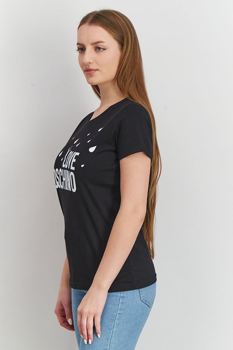 MOSCHINO Love Moschino Womens Round Neck Short Sleeves Graphic T-shirt, Black - Image 4