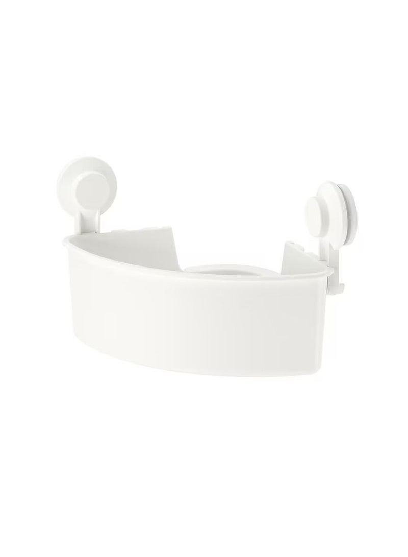 Corner shelf unit with suction cup, white  - Image 1