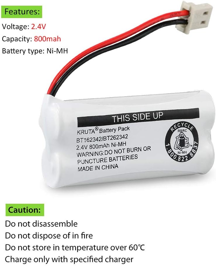 Kruta BT162342 BT262342 Cordless Phone Batteries - Compatible with VTech and AT&T Models (Pack of 2) - Image 2