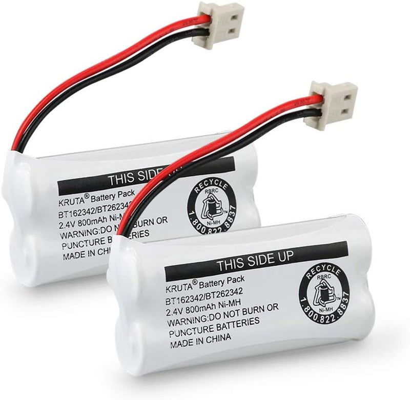 Kruta BT162342 BT262342 Cordless Phone Batteries - Compatible with VTech and AT&T Models (Pack of 2) - Image 1