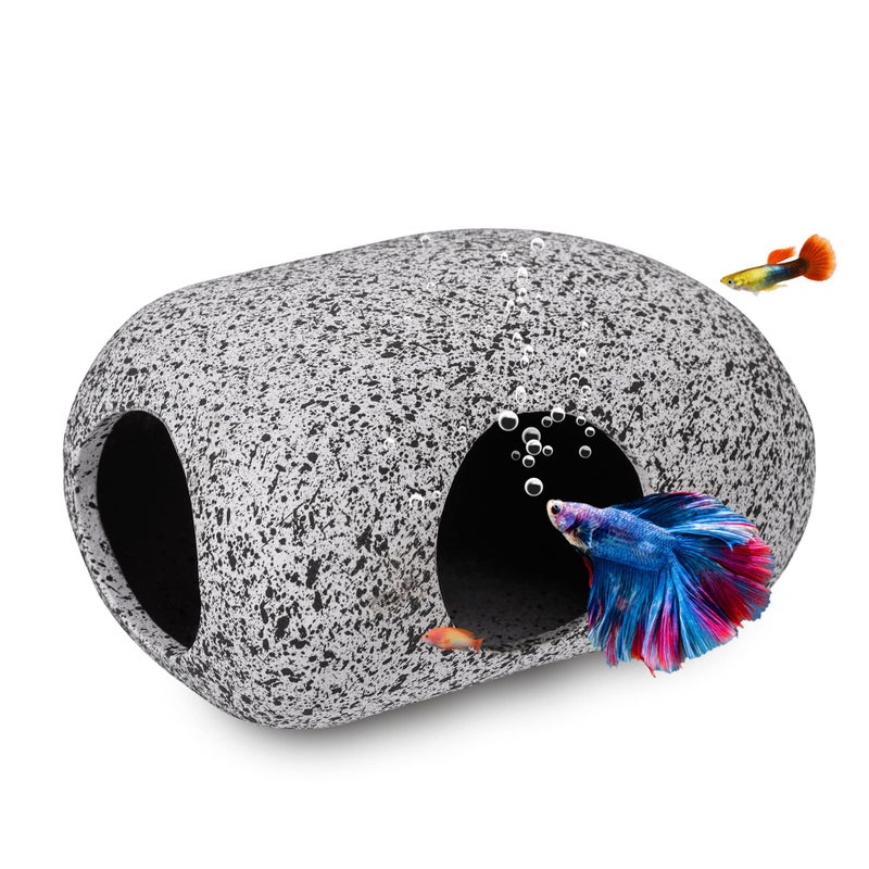 Ameliade Aquarium Decorations Cave Betta Fish Tank Accessories Rock Cave Decor for Shrimp Cichlid Hiding Breeding Small Fish Bowl Hide Decoration Betta Toys Hideout Stones House（Small） - Image 1