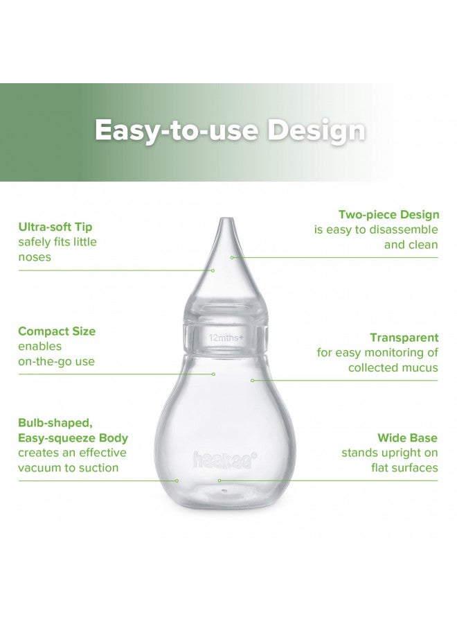 Haakaa Silicone Baby Nasal Aspirator | Nose Bulb Syringe | Easy-Squeezy Baby Nose Cleaner, Newborn Infant &Toddler - BPA Free Silicone - Image 2