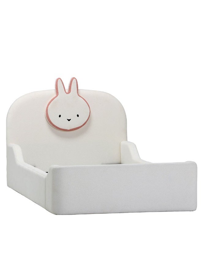 DANUBE HOME سرير أطفال مبطن بوني 90X200 – سرير مفرد أنيق مع مسند رأس مبطن ناعم لغرفة الفتيات – أبيض فاتح ووردي - Image 5