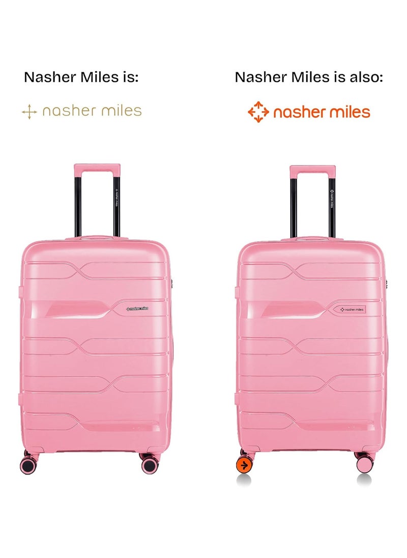 nasher miles Nasher Miles Paris Hard-Sided Polypropylene Check-in Luggage 28 inch | 75cm | 8 Wheels Large Trolley Bag for Travel | Suitcase (Pink)  - Image 2