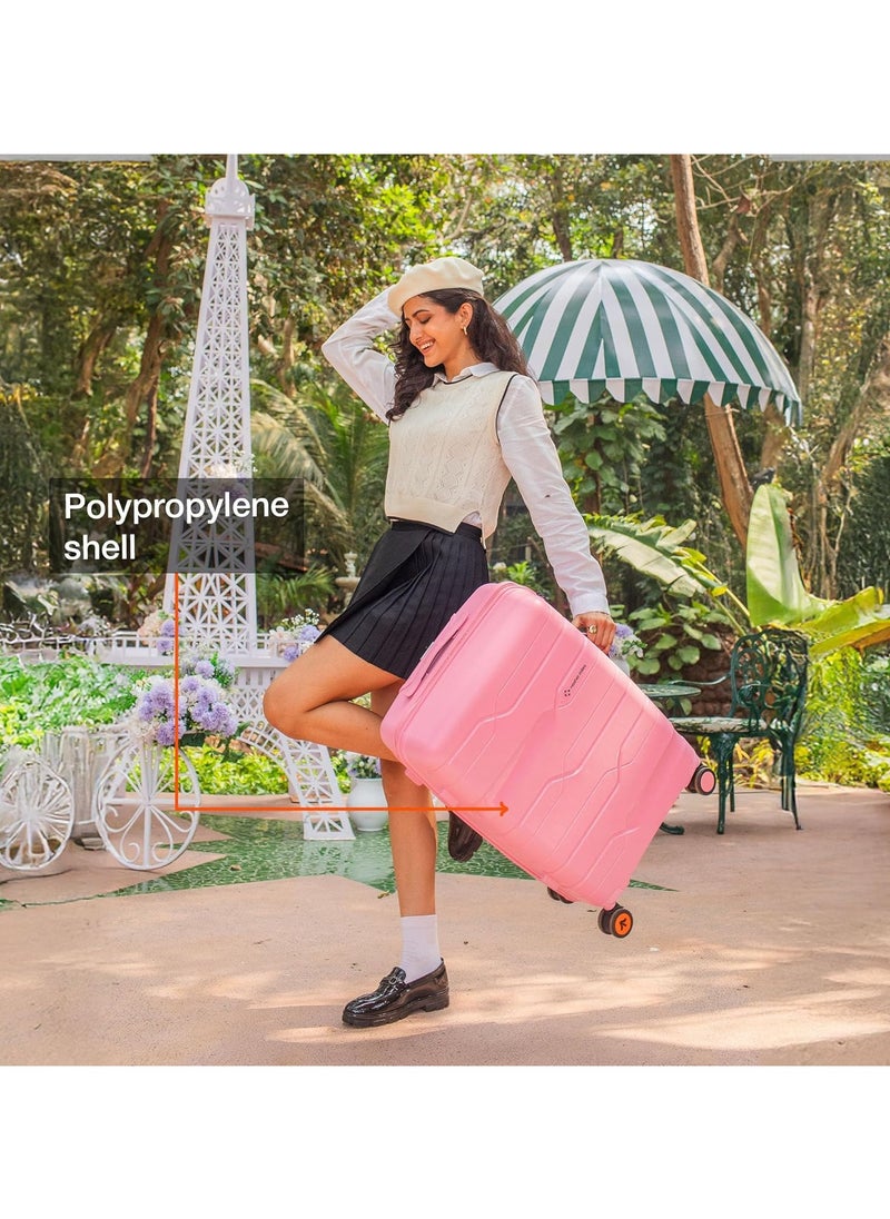 nasher miles Nasher Miles Paris Hard-Sided Polypropylene Check-in Luggage 28 inch | 75cm | 8 Wheels Large Trolley Bag for Travel | Suitcase (Pink)  - Image 3