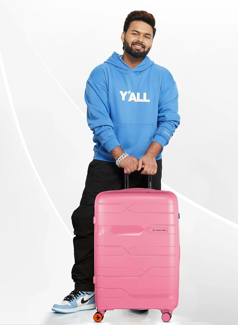 nasher miles Nasher Miles Paris Hard-Sided Polypropylene Check-in Luggage 28 inch | 75cm | 8 Wheels Large Trolley Bag for Travel | Suitcase (Pink)