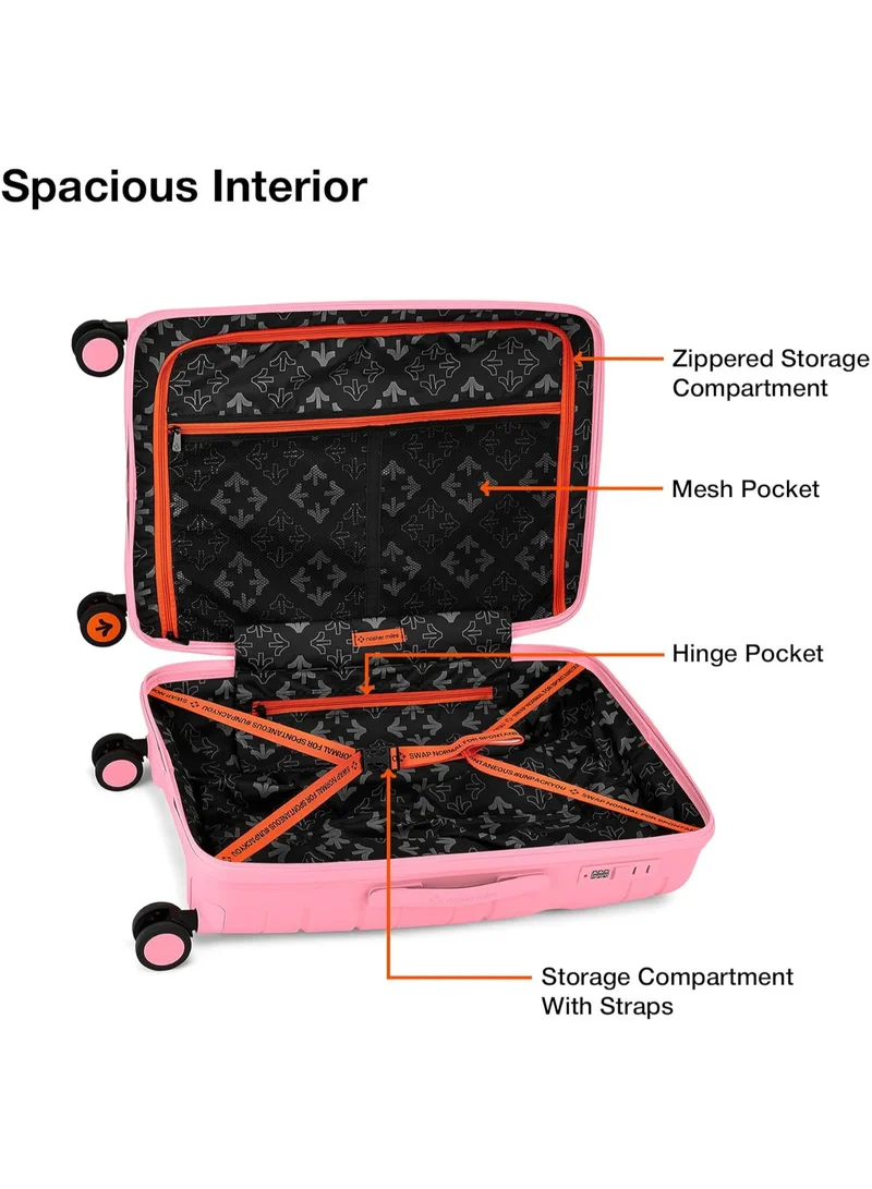 nasher miles Nasher Miles Paris Hard-Sided Polypropylene Check-in Luggage 28 inch | 75cm | 8 Wheels Large Trolley Bag for Travel | Suitcase (Pink)