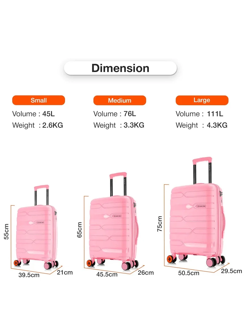 nasher miles Nasher Miles Paris Hard-Sided Polypropylene Check-in Luggage 28 inch | 75cm | 8 Wheels Large Trolley Bag for Travel | Suitcase (Pink)