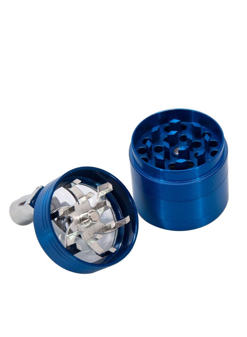 4 Layer Spice Crusher With Hand Crank Magnetic Lid Blue  - Image 2