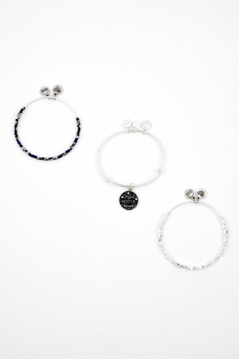 ALEX AND ANI Women Joyful Merry Blessed Bangle Bracelet Set, Silver  - Image 2