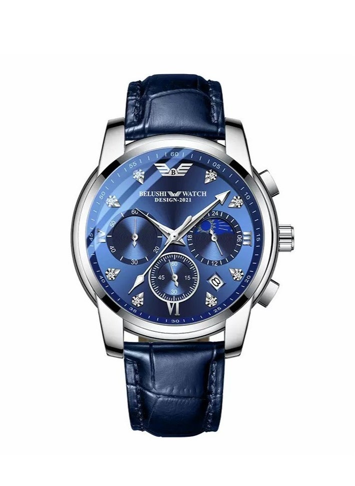 Belushi Men's Three-Eye Six-Pin Fashionable Business Waterproof Watch 