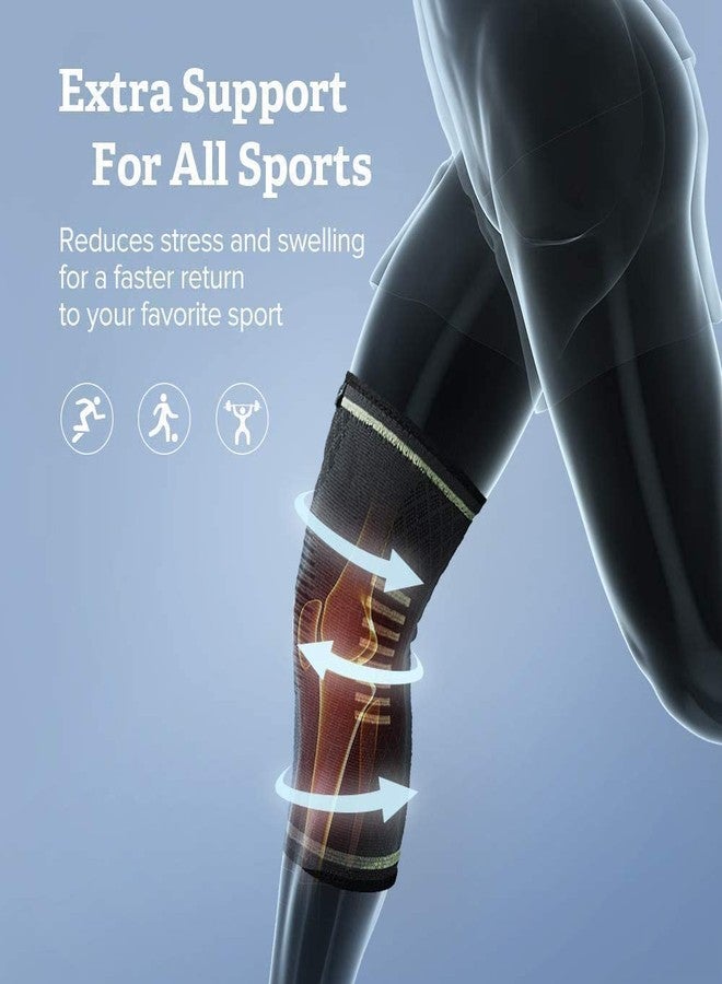 Serveuttam® Knee Support for Men (1Pair) -Ortho Knee Cap Women | Knee Sleeves for Running Jogging Gym Squats | 4 Way Compression Knee Sleeves | Knee Sleeves (Grey Black, S) - Image 2