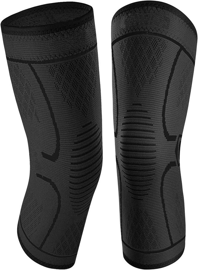Serveuttam® Knee Support for Men (1Pair) -Ortho Knee Cap Women | Knee Sleeves for Running Jogging Gym Squats | 4 Way Compression Knee Sleeves | Knee Sleeves (Grey Black, S) - Image 1
