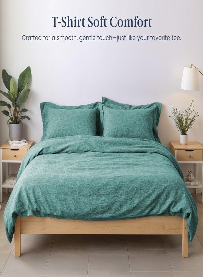 Ella Jayne Jersey Sheets Queen Set (4 Pieces) All Seasons, Wrinkle Resistant, Cozy Stretchable Knit T-Shirt, Super Soft with Deep Pockets Jersey Queen Sheets (Heather Green) - Image 4