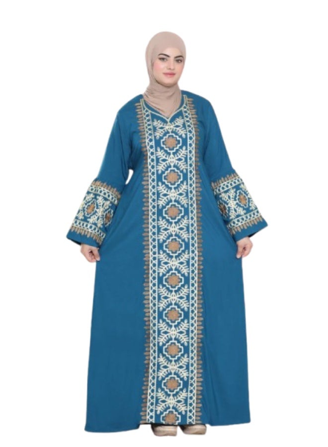 Women's abaya, imported Marasi cotton, with elegant embroidery - Image 1