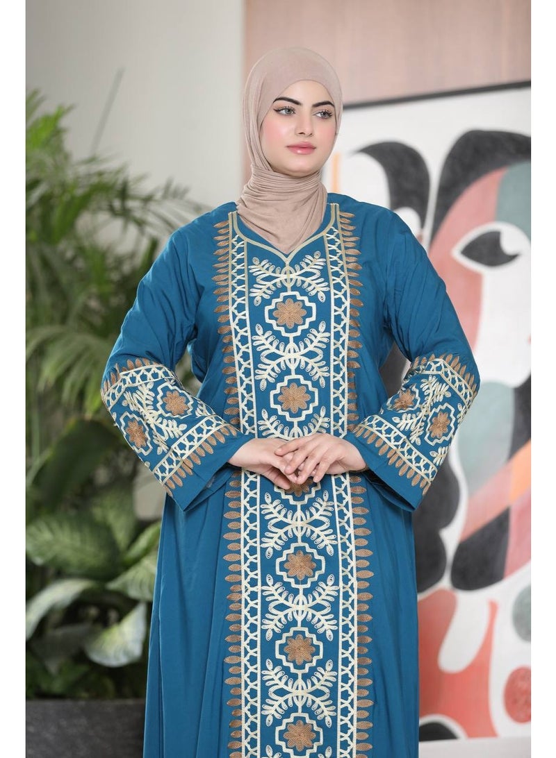 Women's abaya, imported Marasi cotton, with elegant embroidery - Image 2