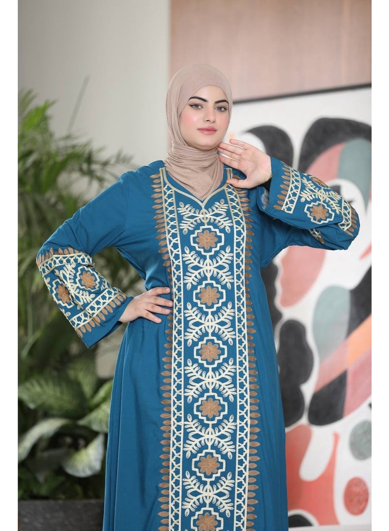 Women's abaya, imported Marasi cotton, with elegant embroidery - Image 3