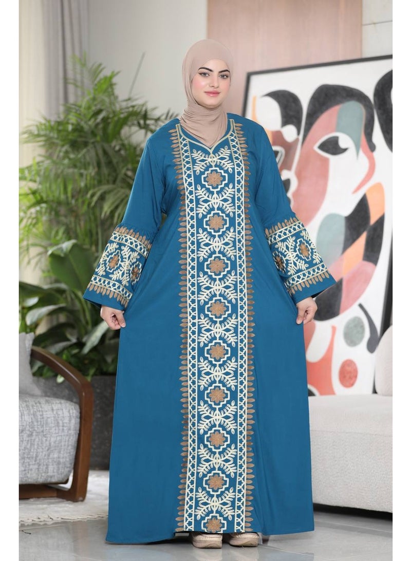 Women's abaya, imported Marasi cotton, with elegant embroidery - Image 4