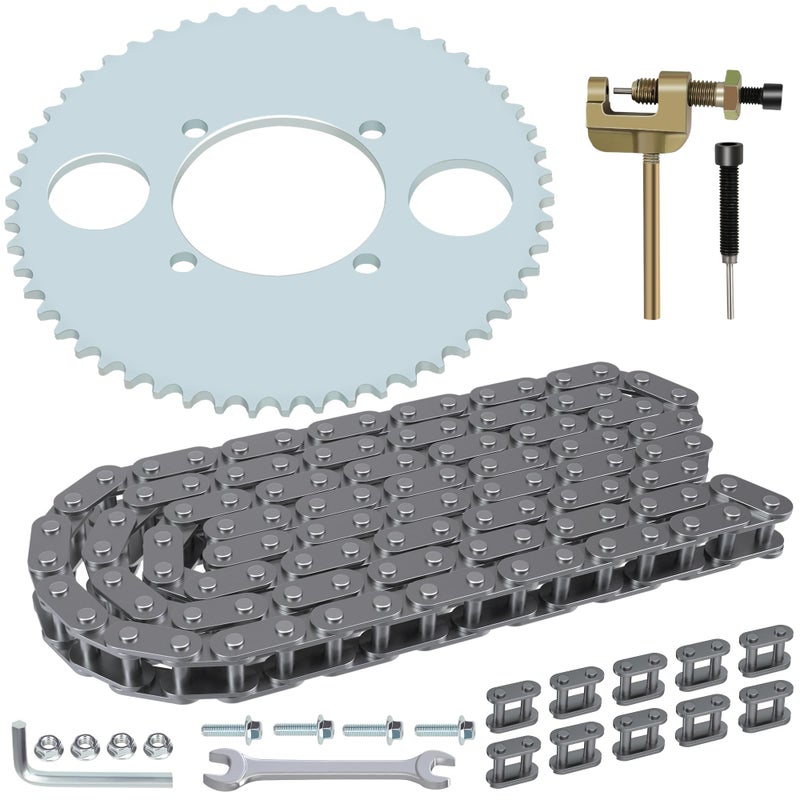 YOXUFA T8F Chain 116 Links 54T Rear Sprocket 54mm Bore with Chain Breaker for 43cc 47cc 49cc 2 Stroke SSR SX50 Scooter Syx Mini Moto Holeshot Metotec ATV Pocket Bike Quad Dirt Bike Parts - Image 2
