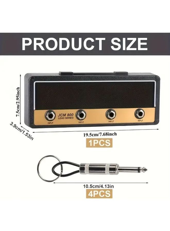 حامل مفاتيح الجيتار الأسود المثبت على الحائط مع 4 مقابس للمفاتيح وملحق منزلي - Image 4