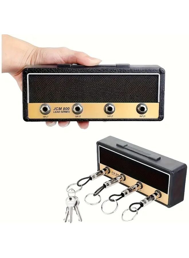 حامل مفاتيح الجيتار الأسود المثبت على الحائط مع 4 مقابس للمفاتيح وملحق منزلي - Image 2