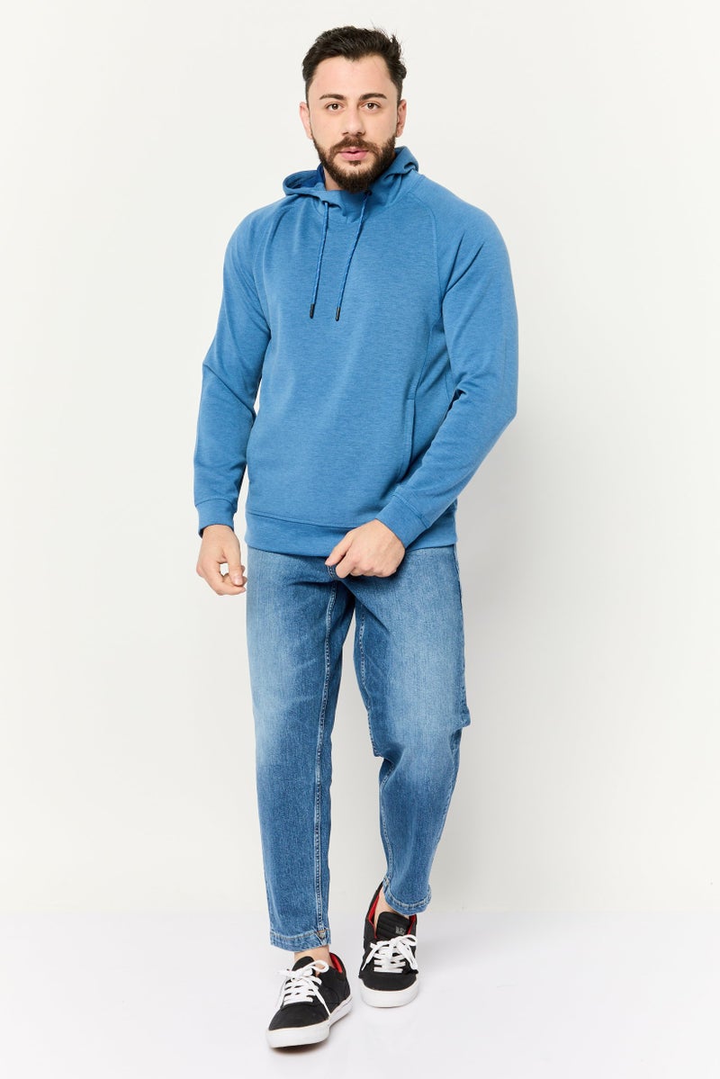 MOTION سويت شيرتات بقلنسوة بأكمام طويلة للرجال بشعار العلامة التجارية، أزرق - Image 3