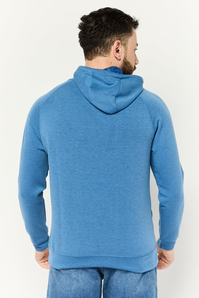 MOTION Men Brand Logo Long Sleeves Hooded Sweatshirts, Blue - Image 4
