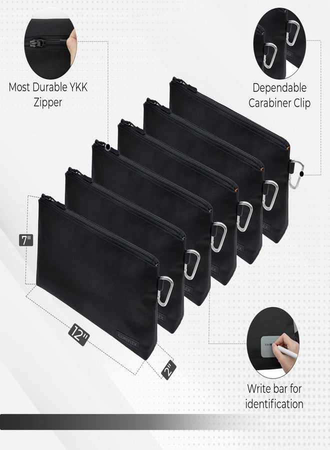 COREFLEX Premium Tool Pouch Zipper Bag, Small Tool Bag, Multipurpose Storage pouch, Heavy duty Flat Bottom Tool bag with YKK Zipper (6 Pack, All Black) - Image 3