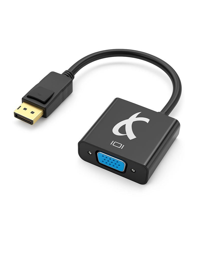 DisplayPort (DP) to VGA Adapter, Gold-Plated Display Port to VGA Adapter (Male to Female) Compatible with Computer, Desktop, Laptop, PC, Monitor, Projector, HDTV TD-260TC, 25cm, Black  - Image 1