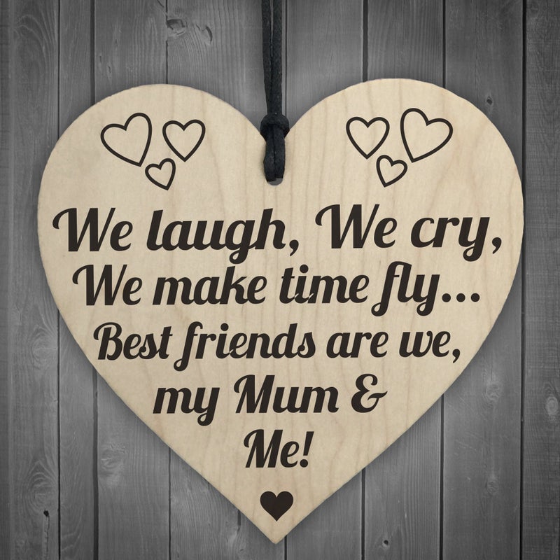 RED OCEAN Best Friends My Mum  Me Wooden Hanging Heart Plaque Mothers Love Plaque Gift