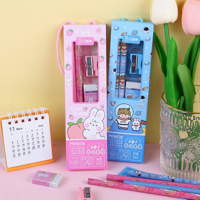 School Supplies Set Pencil Ruler Kindergarten Primary School Students Back-To-School Graduation Season Portable Stationery Small Gift Storage - Image 4